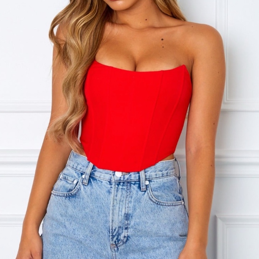 Red Strapless Women's Corset Tube Top